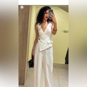 Zara White Sleeveless Jumpsuit